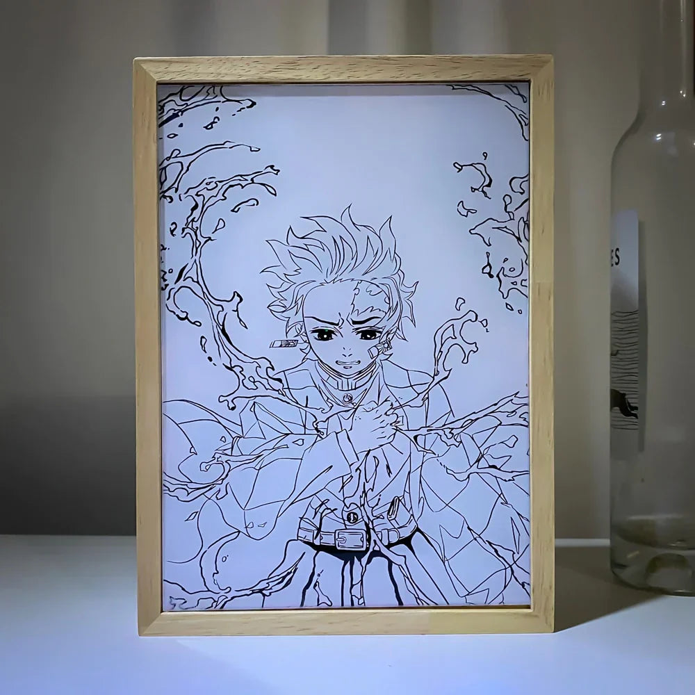 tanjiro glowing wall art