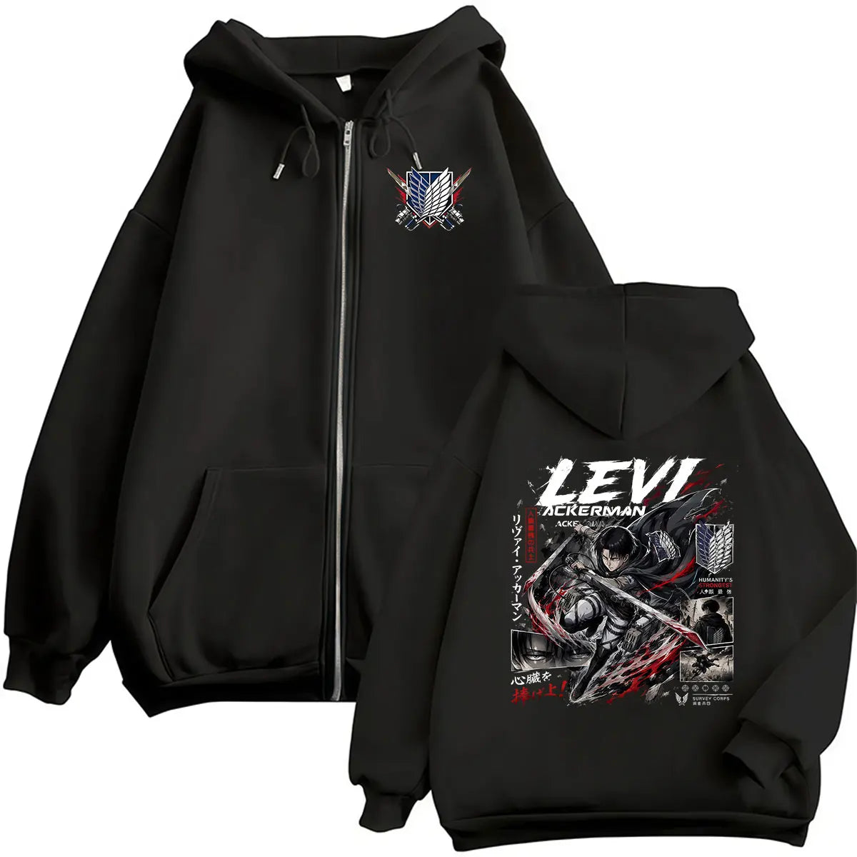 Levi Ackerman Zip Up Hoodie
