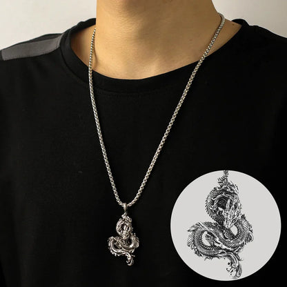 Dominus Steel Dragon Pendant Necklace