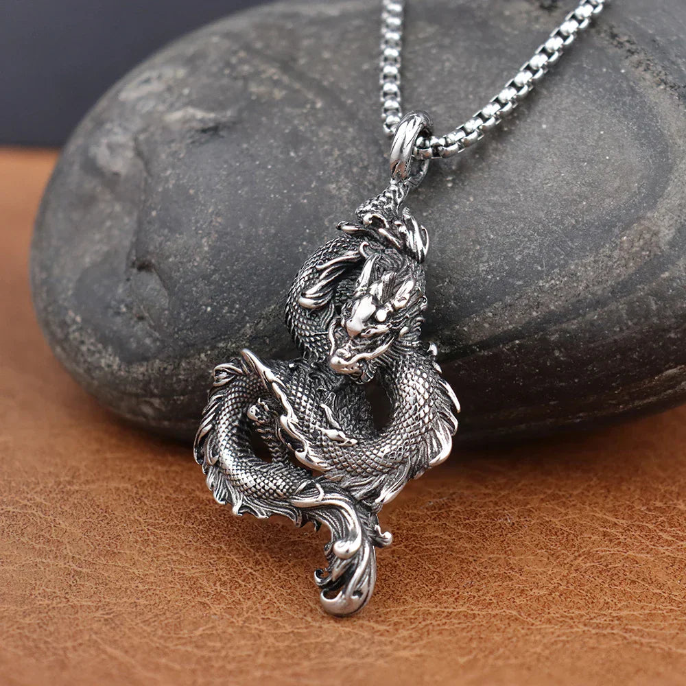 Dominus Steel Dragon Pendant Necklace