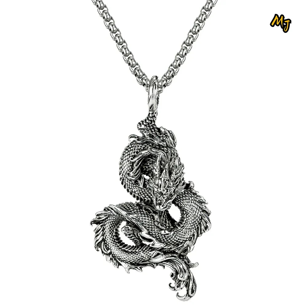 Dominus Steel Dragon Pendant Necklace