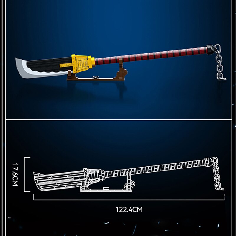white beard building block sword