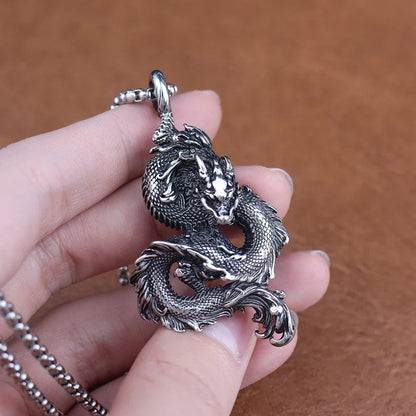 Dominus Steel Dragon Pendant Necklace